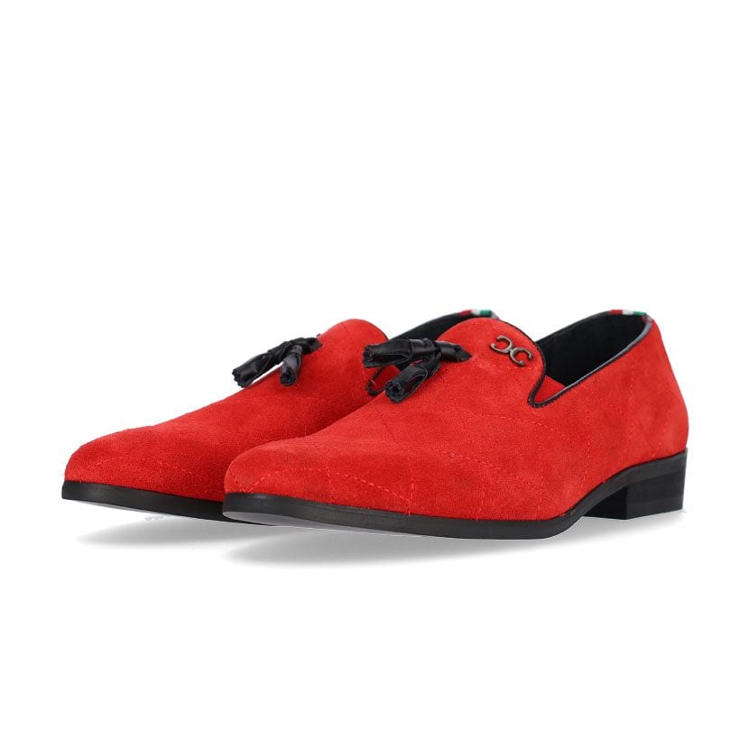 CABRINI TASEEL LEATHER SUEDE SLIP ON AGRYLE STICH RED | DMD Muracchini